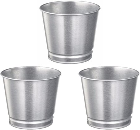 Saksı 3 Adet Paslanmaz Çelik Bitki Saksısı Boyanabilir 9cm