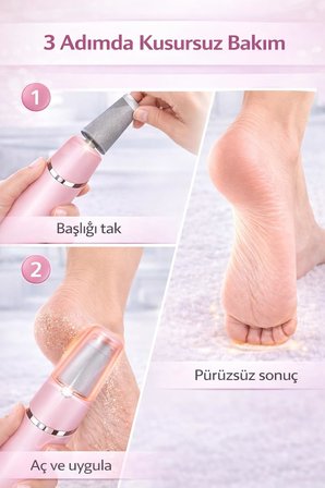 SoftPedi Elektrikli Topuk Temizleyici – Şarjlı Ayak Törpüsü, Ölü Deri Giderici, 2 Yedek Başlıklı, Topuk Çatlak Giderici Pedikür Cihazı