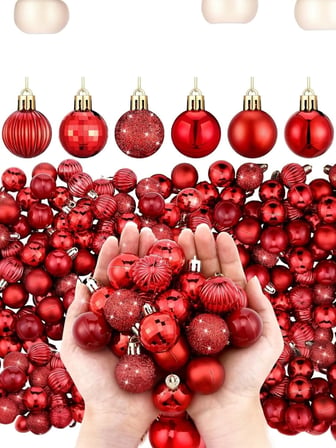 Yenigeldi 12'Li Kırmızı Yılbaşı Topu 3 Cm, Noel Ağacı Topu, Çam Ağacı Topu, Kırmızı
