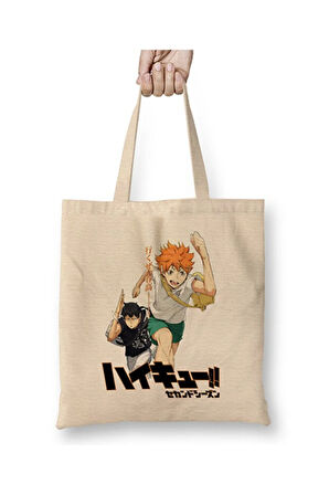 Haikyuu Hinata And Kageyama Bez Çanta Uzun Saplı Alışveriş Çantası Plaj Çantası