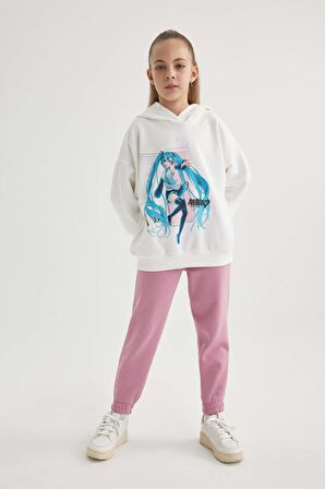 DeFacto Kız Çocuk Hatsune Miku Oversize Geniş Kalıp Kapüşonlu Sweatshirt B2524A823WNER134