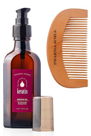 Pharma Acqua Keratin Bakım Yağı 100 ml + Doğal Şimşir Ahşap Tarak
