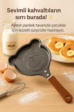 Hayvan Figürlü Pankek ve Omlet Tavası, Çocuklar İçin Eğlenceli Mutfak Aleti, Yapışmaz Kaplama, Kolay Temizlenebilir