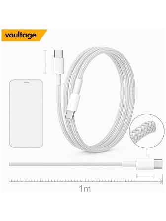 60W Type-C To Type-C 1 Metre Dayanıklı Örgülü Hızlı Şarj &amp; Veri Kablosu İphone 17/16/15 Uyumlu Pro Max Air, Galaxy S10 S9 S8 Plus, Note 10 9 8 Uyumlu