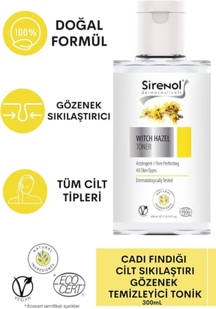 Natural Cadı Fındığı Cilt Sıkılaştırıcı Gözenek Temizleyici Tonik