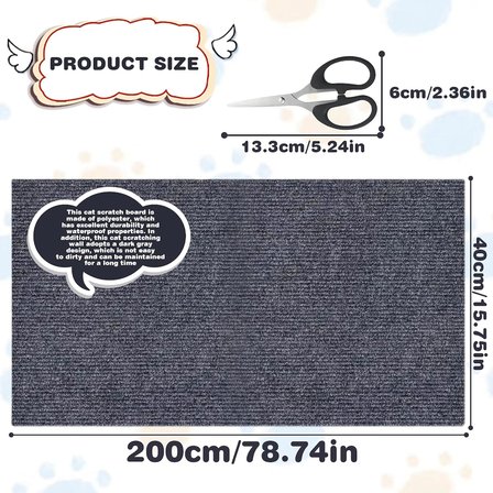 200 cm kedi tırmalama halısı, koyu gri, kedi tırmalama tahtası, çizilmeye karşı koruma, kanepe, kedi tırmalama matı, kendinden yapışkanlı, kedi kedi korumalı, kanepe, sandalye, zemin ve diğer