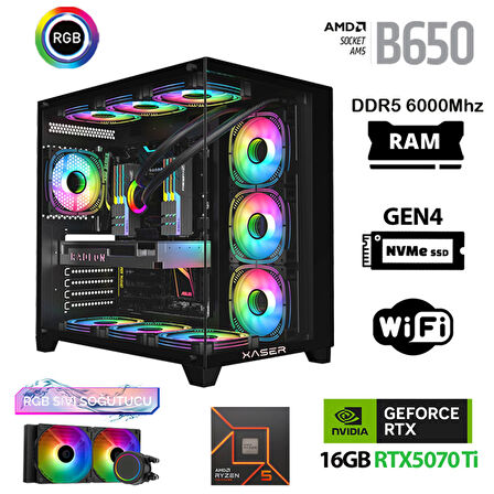 Xaser Velox x450 Ryzen 5 7600 32GB DDR5 Ram 1TB M.2 NVMe SSD 16GB RTX5070Ti Masaüstü Oyuncu Bilgisayarı