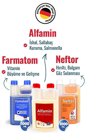 3'lü 1 Litre Set Farmatom 1 Litre Alfamin 1 Litre - Neftor 1 Liftre