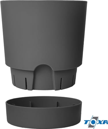 Begonya Saksı Tabaklı Drenajlı Mat Plastik Çiçek Saksısı (1 Adet, 9 Litre, 25cm, Gri)