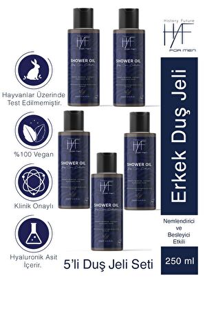 Erkeklere Özel Derin Temizlik Ferahlatıcı Bakım Nemlendirici Etkili Besleyici Duş Jeli Seti 250ml x5