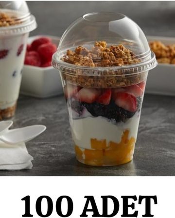 Plastik Milkshake Bardağı 100'lü Kapaklı İçecek 350 Cc(ml) Şeffaf Meşrubat Bardağı Limonata Cup