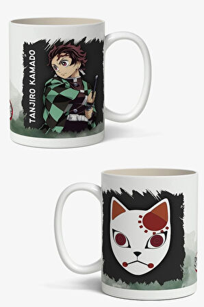 Demon Slayer Tanjiro Kamado Temalı Anime Beyaz Kupa Bardak Sevgiliye Arkadaşa Hediye
