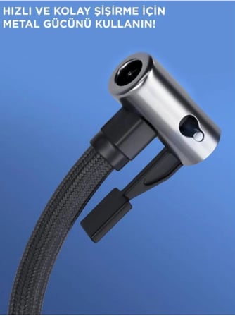 Taşınabilir Şarjlı Hava Pompası, Basınç Göstergeli Lastik Kompresörü, LED Fenerli ve Powerbank Özellikli