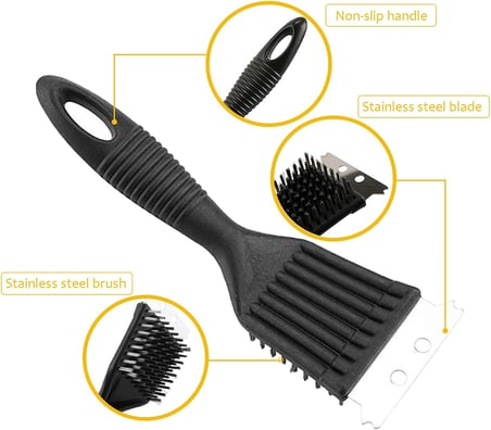 Mangal Temizleyici, 2 Paket Metal Mangal Izgara Temizleme Fırçası ve Kazıyıcı. Mangal Mutfak Temizliği için 30,5 cm ve 20,3 cm Çelik Kıllı Mangal Fırçası, Daha Kolay ve Etkili Temizlik için