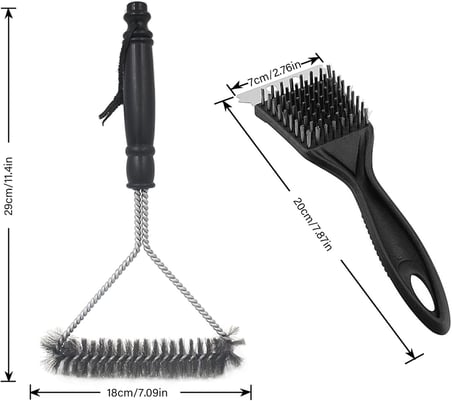 Mangal Temizleyici, 2 Paket Metal Mangal Izgara Temizleme Fırçası ve Kazıyıcı. Mangal Mutfak Temizliği için 30,5 cm ve 20,3 cm Çelik Kıllı Mangal Fırçası, Daha Kolay ve Etkili Temizlik için