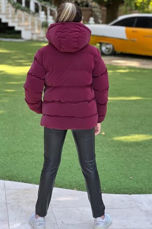 Kız Çocuk Kapüşonlu Cepli Su Geçirmez Nova Kumaş Kışlık Mont KM4011