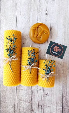 Dekoratif Doğal Petek Balmumu Mum Ay Ve Güneş Seti Bal Mumu mum Hediyelik Beeswax Candle