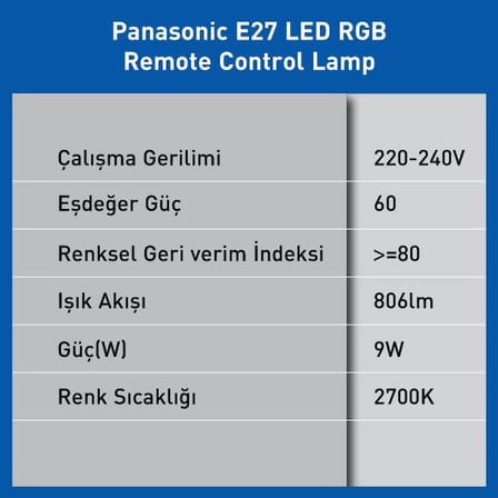 LED Akıllı Bluetooth Wi-Fi RGB E27 Lamba 9W