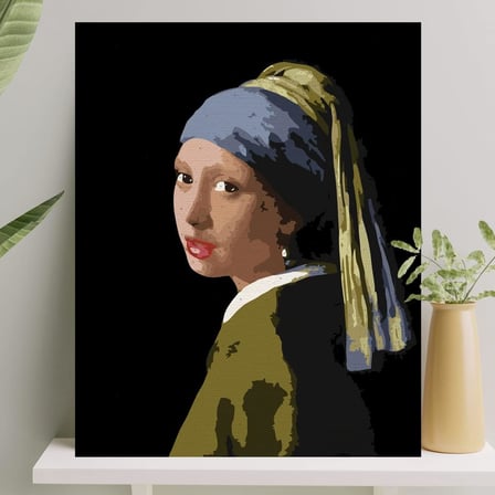 Sayılarla Boyama Tuval Seti Fırça Boya Dahil (Çıtalı) 40x50 CM - İnci Küpeli Kız