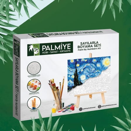 Sayılarla Boyama Tuval Seti Fırça Boya Dahil (Çıtalı) 40x50 CM - İnci Küpeli Kız