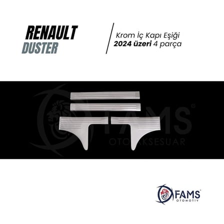 Renault Duster 2024 Üzeri Için Krom İç Kapı Eşiği 4 Kapı Paslanmaz Çelik