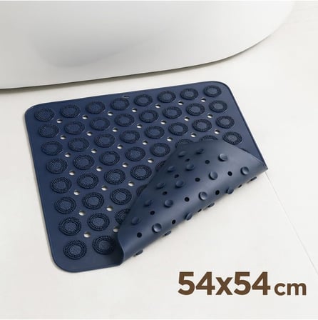 Herza House Kaydırmaz Banyo Paspası 54x54 cm, Antrasit Gri, Vantuzlu, Masajlı, Kare Tasarım Antrasit Gri Tek Ebat