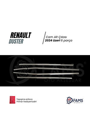 Renault Duster 2024 Üzeri Için Krom Cam Alt Çıtası 6 Parça Paslanmaz Çelik