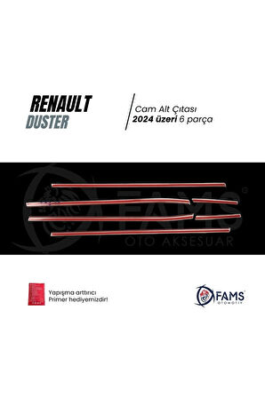 Renault Duster 2024 Üzeri Için Krom Cam Alt Çıtası 6 Parça Paslanmaz Çelik
