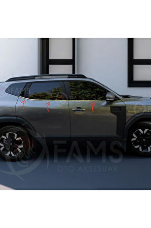 Renault Duster 2024 Üzeri Için Krom Cam Alt Çıtası 6 Parça Paslanmaz Çelik