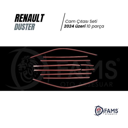 Renault Duster 2024 Üzeri Için Krom Cam Çıta Seti 10 Parça Paslanmaz Çelik
