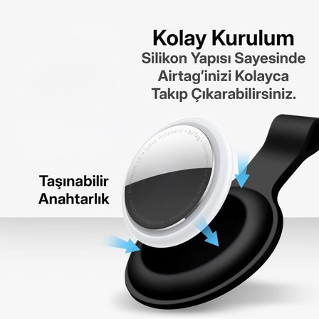 Airtag için Bir Pakette 4 ü Bir Arada Koruyucu Kılıf Karabinalı Cihaza Tam Oturan Yumuşak Silikon Anahtarlık (Renkli-1)