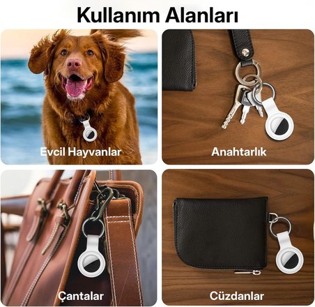 Airtag için Bir Pakette 4 ü Bir Arada Koruyucu Kılıf Karabinalı Cihaza Tam Oturan Yumuşak Silikon Anahtarlık (Renkli-1)