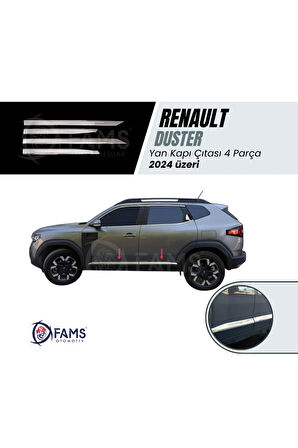 Renault Duster 2024 Üzeri Için Krom Yan Kapı Çıtası 4 Parça Paslanmaz Çelik