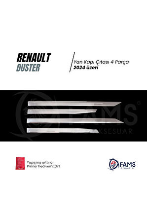 Renault Duster 2024 Üzeri Için Krom Yan Kapı Çıtası 4 Parça Paslanmaz Çelik