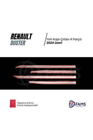 Renault Duster 2024 Üzeri Için Krom Yan Kapı Çıtası 4 Parça Paslanmaz Çelik