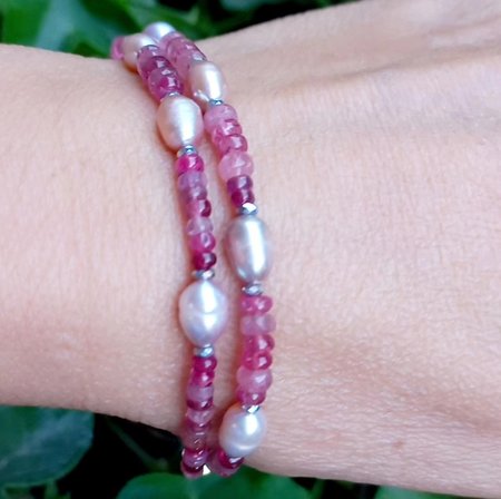 2844 Spinel Yakut doğal İnci Hematit el yapımı bileklik