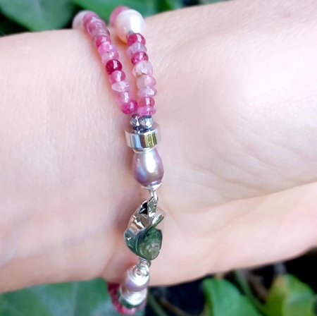 2844 Spinel Yakut doğal İnci Hematit el yapımı bileklik