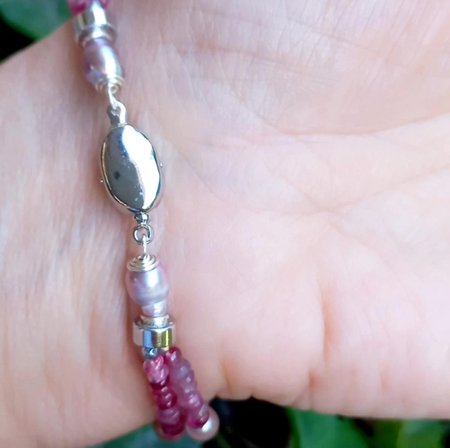 2844 Spinel Yakut doğal İnci Hematit el yapımı bileklik