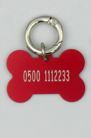 KİŞİYE ÖZEL KÖPEK İSİMLİ KÜNYE- METAL- PASLANMAZ, KARARMAZ-KÖPEK İSİMLİK-TASMA Kırmızı-Tek Ebat