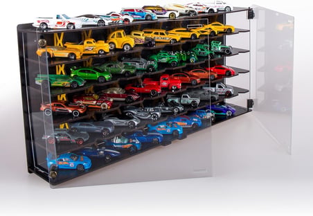 Pleksi Kapak 48 Araçlık 1/64 Hotwheels, Matchbox Uyumlu Hobi Oyuncak Araba Rafı Koleksiyon Model Araba Garajı