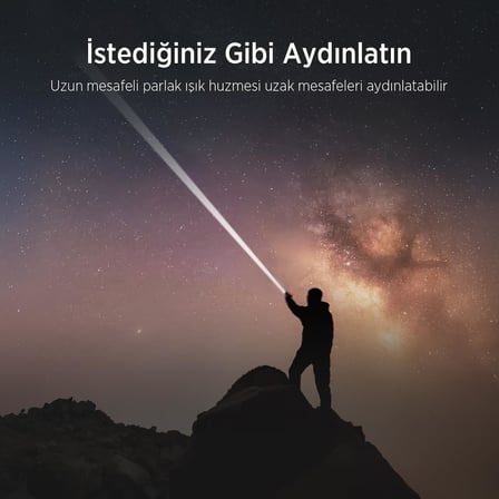 Flashlight BX2139FL 60W LED, Max. 2000 Lümen Parlaklık ve 1000 Metreye Kadar Menzilli 5000mAh Şarj Edilebilir Kompakt El Feneri