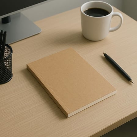 Amerikan Ciltli, A5 Çizgisiz Not Defter, 64 Yaprak, 90 gr. Ivory Kağıt, Ofis İçin İdeal (Kraft Kapak)