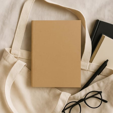 Amerikan Ciltli, A5 Çizgisiz Not Defter, 64 Yaprak, 90 gr. Ivory Kağıt, Ofis İçin İdeal (Kraft Kapak)