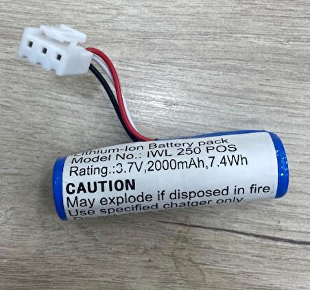 Efcell IWL250 3.7 Volt 2000Mah 18650 Lityum LI-ION Pos Cihazı Terminal Pili (12X7mm 3 Pin Soketli)