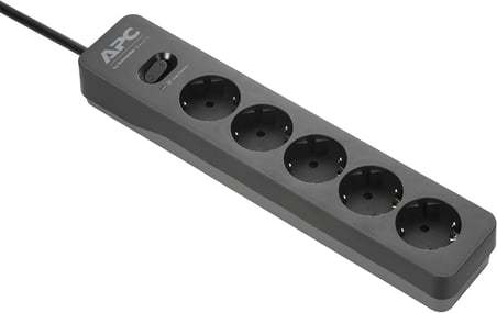 Schneider APC PME5B-GR 918 Joule Anahtarlı 5'li 1.5 m Akım Korumalı Priz, Siyah