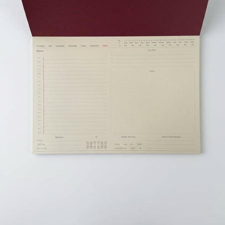 /Paperto. Tarihsiz Günlük Planlayıcı, 29,7 × 21 cm, 60 Yaprak, 110 gr Ivory Kağıt, Bordo Kapak, Günlük Plan Defteri (Türkçe)