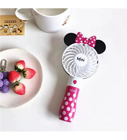 Minnie Mouse Şarjlı Mini El Vantilatörü Sessiz Fan 3 Kademeli
