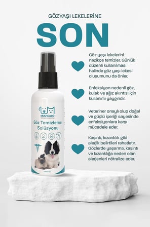 Kedi Köpek Göz Solüsyonu Ağız Kulak Göz Temizleme Suyu Sprey