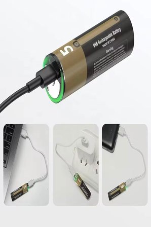 USB Type-C Şarjlı AA Pil 1.5V 1000+ Kez Şarj Edilebilir Lityum Kalem Pil 2'li Paket
