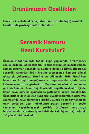 Seramik Hamuru 4000 Gr, 7li Plastik Ebeşuar (MODELAJ SETİ), Kesme Teli-ipi, Guaj, Doğal Kil Çamuru